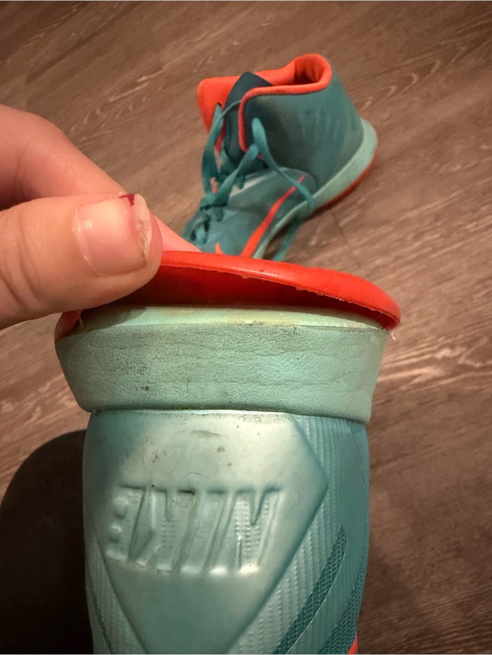 Nike Zoom Hyperfuse Basketball Shoes Teal Orange High Top Sneakers Mens 11.5 - Picture 8 of 8